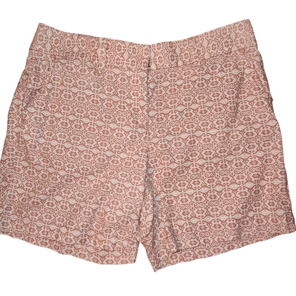 Ann Taylor Loft Women's Pink&White Linen Shorts Front Pockets Size 4